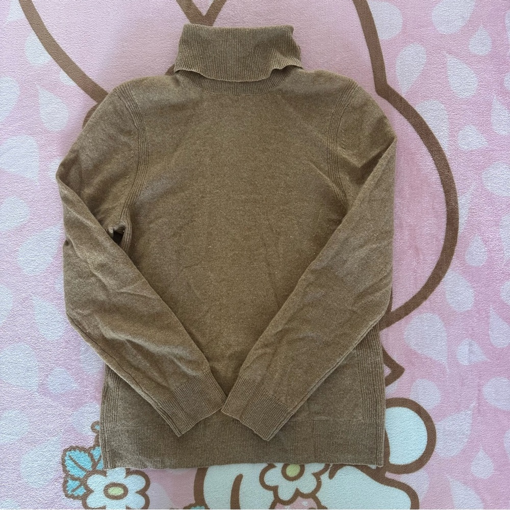Cashmere Light Brown Turtleneck Sweater